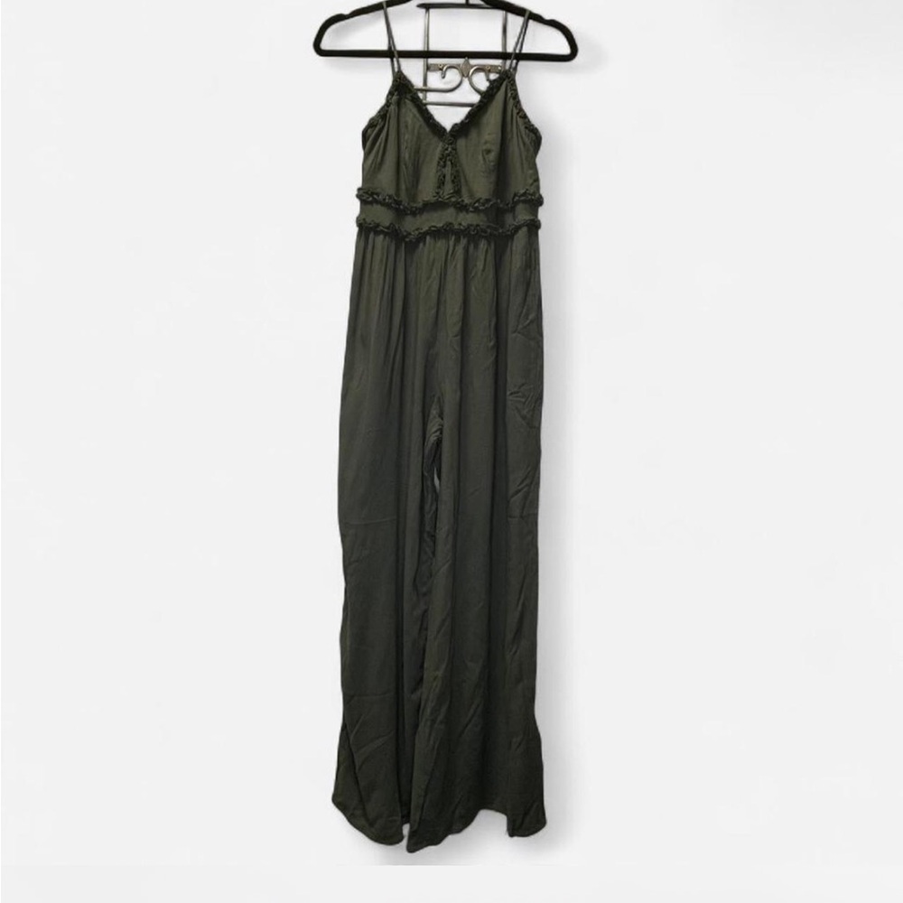 Miami Olive Jumpsuit with Lace Accents - Picture 3 of 6